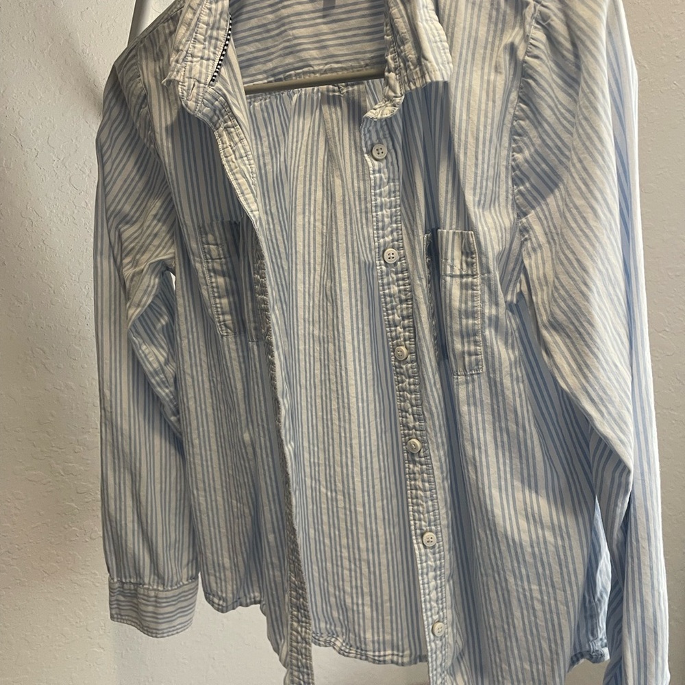 Blue Striped Button-Up Shirt